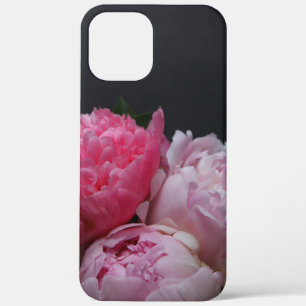 濃い背景のピンクの芍薬 iPhone 12 PRO MAX ケース