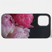 濃い背景のピンクの芍薬 iPhoneケース (裏面横)