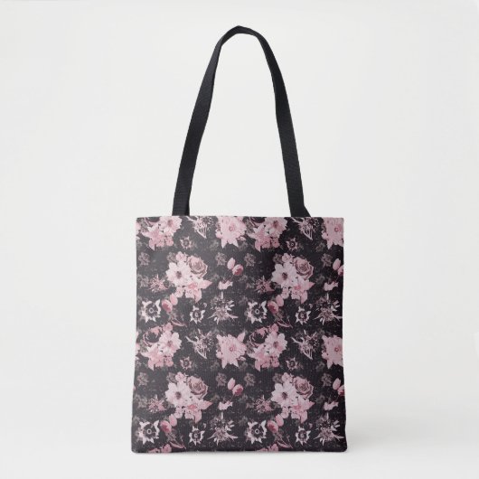 濃い背景のピンクの花 トートバッグ (正面)