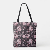 濃い背景のピンクの花 トートバッグ (裏面)