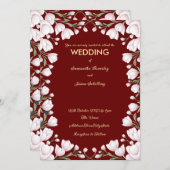 濃い背景の花枠 招待状 (正面/裏面)