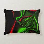 濃い背景の赤と緑の曲線 アクセントクッション (正面)