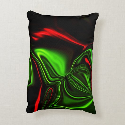 濃い背景の赤と緑の曲線 アクセントクッション (裏面(縦))