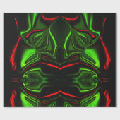 濃い背景の赤と緑の曲線 ラッピングペーパー (フラット)