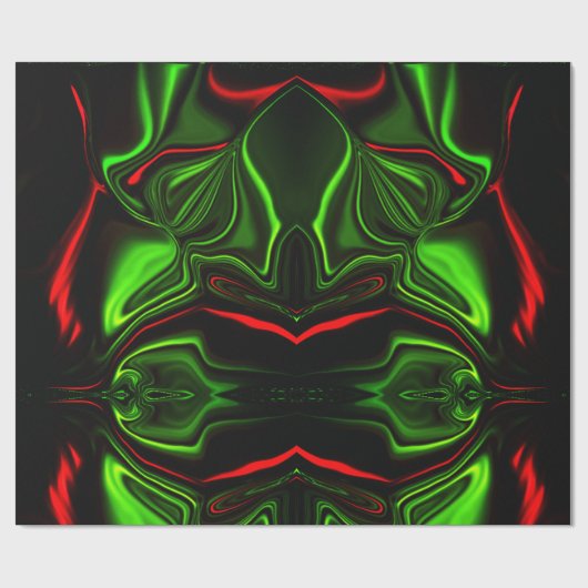 濃い背景の赤と緑の曲線 ラッピングペーパー (フラット)