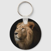 濃い背景を持つ強力なライオンポートレート キーホルダー (裏面)