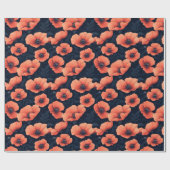 濃い背景を持つ赤いケシ ラッピングペーパー (フラット)