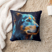 濃い背景を持つ青いヒーラー クッション (ブランケット)