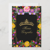 濃い背景 ブッシュピンクのドレス メキシカン バースデー 招待状 (裏面)