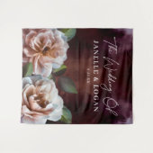 濃い背景+ムーディ素朴フローラ結婚の背景 タペストリー (正面(横))