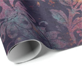 濃い色にピンクの孔版の花 ラッピングペーパー (ロールコーナー)