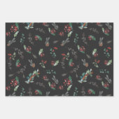 濃い色の素朴葉の休日 ラッピングペーパーシート (正面3)