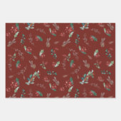 濃い色の素朴葉の休日 ラッピングペーパーシート (正面2)