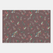 濃い色の素朴葉の休日 ラッピングペーパーシート (正面)