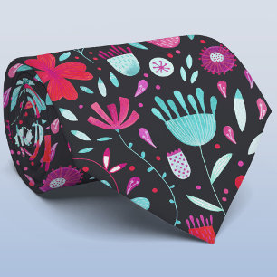 濃い花の牧草地の水色 ネクタイ