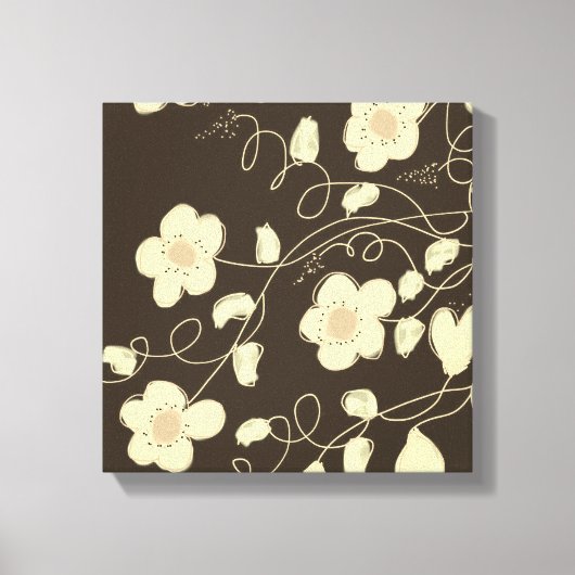 濃い茶色とクリーム キャンバスプリント (正面)