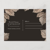 濃い茶色とブロンズ葉の素朴日付を保存 案内ポストカード (裏面)