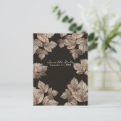 濃い茶色とブロンズ葉の素朴日付を保存 案内ポストカード (スタンド正面)