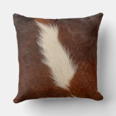 濃い茶色と白い牛革のテクスチャ クッション (裏面)