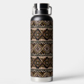 濃い茶色と黒い泥のインスパイア布 ウォーターボトル (背面)