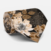 濃い茶色のクリーム色の茶色の花 ネクタイ (ロール)