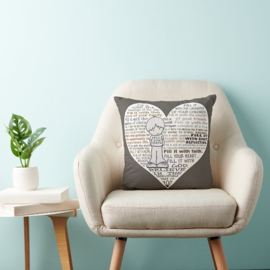 濃い茶色のハートを塗る クッション (椅子)