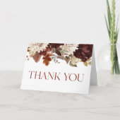 濃い茶色のバーガンディフローラ花ベビーシャワー サンキューカード (正面)