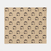 濃い茶色のモノグラムパターンタン フリースブランケット (正面(横))