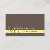 濃い茶色のライトイエローとイニシャルプロフェッショナル 名刺 (正面)