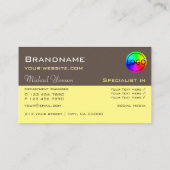 濃い茶色のライトイエロー、ロゴ付きプロフェッショナル 名刺 (裏面)