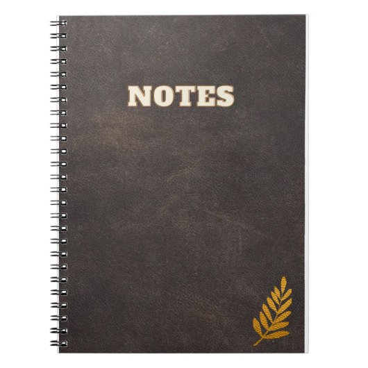 濃い茶色のレザースタイル ノートブック (正面)
