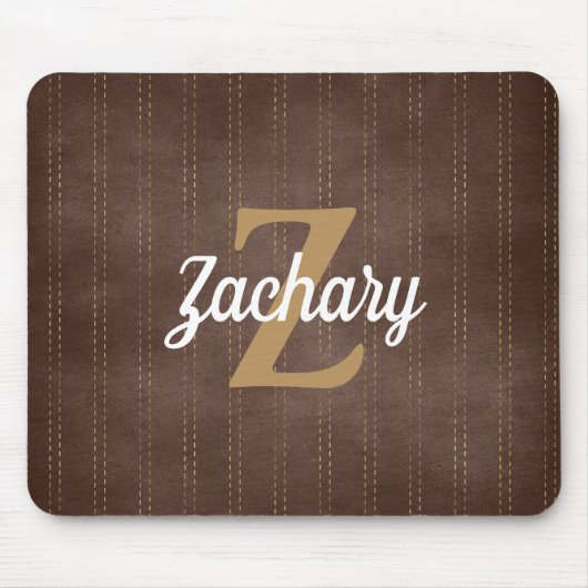 濃い茶色のヴィンテージピンストライプレトロモノグラム マウスパッド (正面)