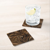 濃い茶色の光沢のある液体 スクエアペーパーコースター (インサイチュ)