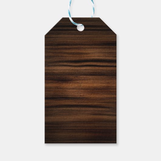 濃い茶色の木のテクスチャパターン ギフトタグ (正面)
