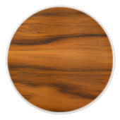 濃い茶色の木のテクスチャプリント セラミックノブ (正面)