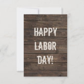 濃い茶色の木フェイク板 Happy Labor Day! カード (正面)