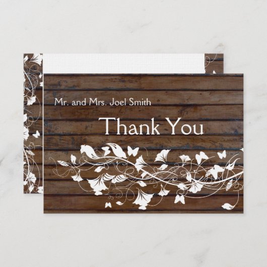 濃い茶色の木目が白く見えるフローラサンキューカード サンキューカード (正面/裏面)