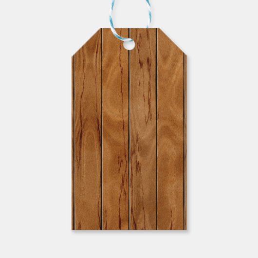 濃い茶色の木製の床のテクスチャ ギフトタグ (正面)