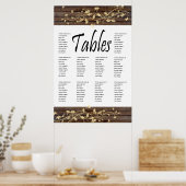 濃い茶色の木製座席表 ポスター (キッチン)