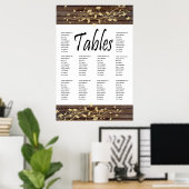 濃い茶色の木製座席表 ポスター (ホームオフィス)