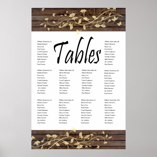 濃い茶色の木製座席表 ポスター (正面)