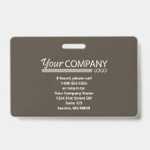 濃い茶色の白いロゴエントリの従業員の写真ID バッジ (裏面)