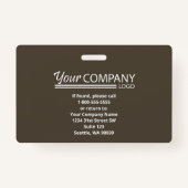 濃い茶色の白いロゴエントリの従業員の写真ID バッジ (裏面)