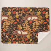 濃い茶色の秋のリスとフローラ シェルパブランケット (正面(横))