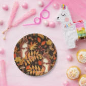 濃い茶色の秋のリスとフローラ ペーパープレート (パーティー)