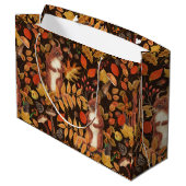濃い茶色の秋のリスとフローラ ラージペーパーバッグ (裏面アングル)