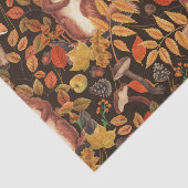 濃い茶色の秋のリスとフローラ 薄葉紙 (詳細)