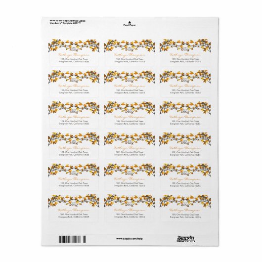 濃い茶色の結び付きラブツリー秋の結婚式アドレス ラベル (フルシート)