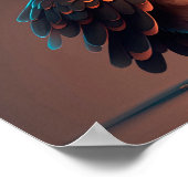 濃い茶色の背景の可愛い漫画のフクロウ。 ポスター (角)