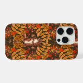 濃い茶色の背景の秋のリス iPhoneケース (裏面横)